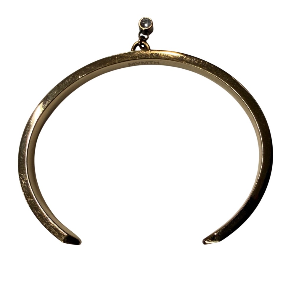 MVMT Rose Gold Tone Cuff Bracelet with Crystal Dangle Charm Minimalist Jewelry